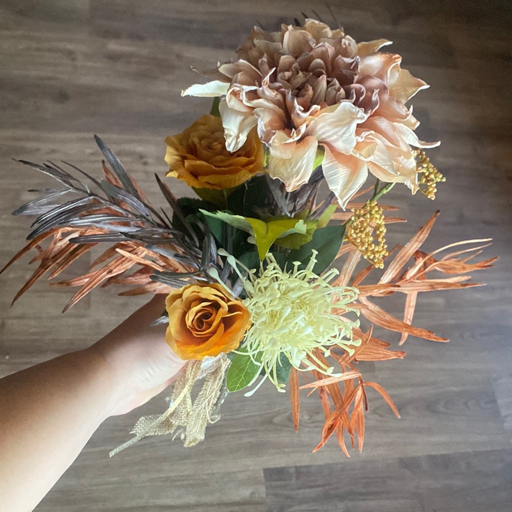 Hand-Tied Permanent Floral Bouquet Decor | Dahlia, Protea and Roses